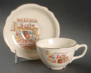 Homer Laughlin  Colonial Kitchen (Virginia Rose) Flat Cup & Saucer Set, Fine Chi