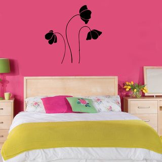 Poppy Flowers Vinyl Wall Decal (Glossy blackEasy to applyDimensions 25 inches wide x 35 inches long )