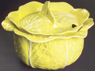 Secla Cabbage Yellow Tureen &  Lid, Fine China Dinnerware   Yellow, Embossed Cab