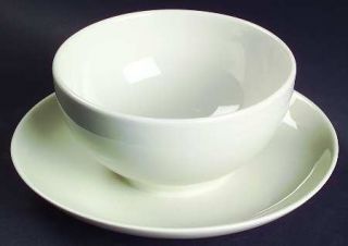 Iroquois Casual White Gravy Boat with Attached Underplate, Fine China Dinnerware