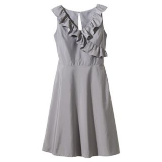 TEVOLIO Womens Taffeta V Neck Ruffle Dress   Cement Gray     2