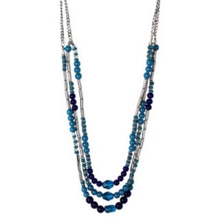 Womens Beaded Necklace   Blue/Silver (34)