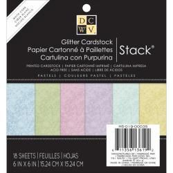 Glitter Pastel Paper Stack 6 X6 18/sheets  6 Colors/3 Each, With White Core