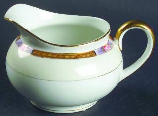 Noritake Chanossa Creamer, Fine China Dinnerware   Black Diamonds,Tan  Band,Pink