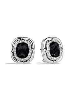 David Yurman Black Onyx & Diamond Sterling Silver Button Earrings   Black Onyx