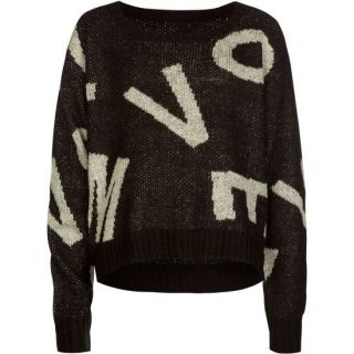 Love Me Girls Crop Sweater Black/White In Sizes Large, X Large, X Sm