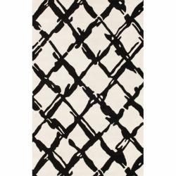 Nuloom Handmade Moroccan Trellis Ivory Wool Rug (76 X 96) (BlackPattern AbstractTip We recommend the use of a non skid pad to keep the rug in place on smooth surfaces.All rug sizes are approximate. Due to the difference of monitor colors, some rug color