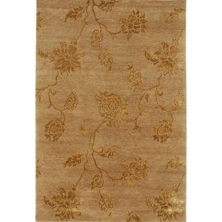 Hand knotted Floral Beige Wool/ Art silk Rug (36 X 56)