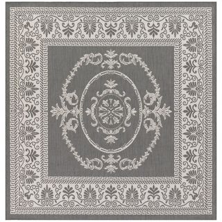 Grey/ White Medallion Recife Rug (86 Square)