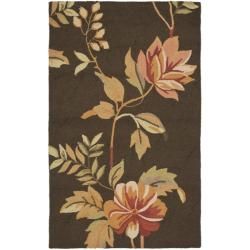 Hand hooked Garden Vines Brown Wool Runner (26 X 4)