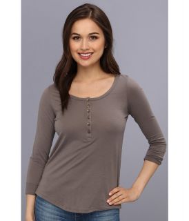Alternative Apparel Rolled Sleeve Side Slit Henley Womens T Shirt (Beige)