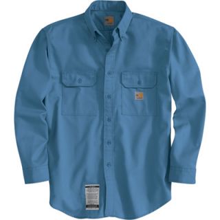Carhartt Flame Resistant Twill Shirt with Pocket Flap   Blue, 2XL, Regular