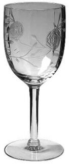 Unknown Crystal Unk295 Water Goblet   Optic, Gray Cut Rose