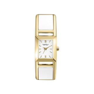 Caravelle New York Womens White Hinged Bangle Watch