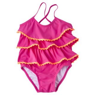 Circo Infant Toddler Girls Ruffle 1 Piece Swimsuit   Pink 2T