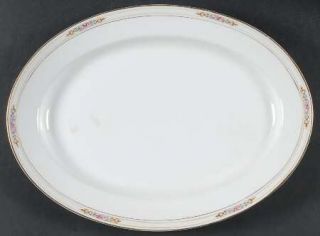 Noritake Ansonia 13 Oval Serving Platter, Fine China Dinnerware   Pink Flowers,