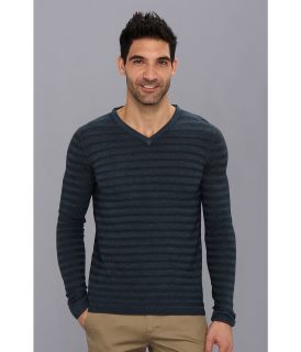 Elie Tahari London Sweater   Magic Wash Merino Silk Vneck Mens Sweater (Blue)