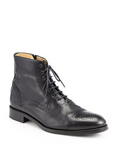  Collection Tristan Cap Toe Lace Up Boots   Black