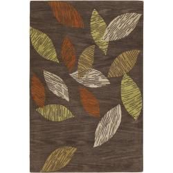 Hand tufted Green/orange/beige Mandara New Zealand Wool Area Rug (79 X 106)