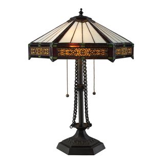 Filigree 2 light Tiffany Style Bronze Table Lamp