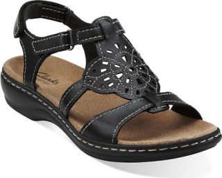 Womens Clarks Leisa Taffy   Black Leather Sandals
