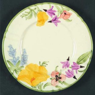 Franciscan Wildflower Salad Plate, Fine China Dinnerware   Floral,Scalloped,Gree
