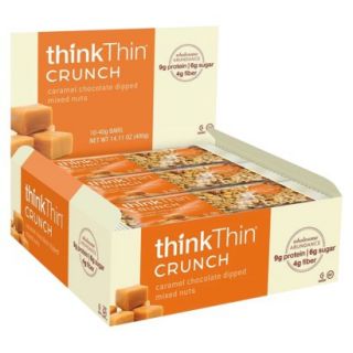 ThinkThin Crunch Nutrition Bar   Caramel Chocolate Dipped Mixed Nuts (10 Bars)
