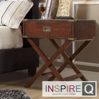 Inspire Q Neo Espresso Accent Table With X Leg Nightstand