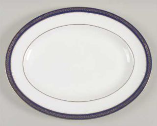 Wedgwood Stanton 13 Oval Serving Platter, Fine China Dinnerware   Cobalt Blue B