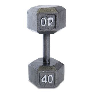Cap Barbell 40 Lb Grey Cast Iron Hex Dumbbell (Grey Durable constructionHex shape design to prevent the dumbbell from rolling, as well as provide easier storageSemi gloss finish to help prevent rustingMaterials Cast ironDimensions 13 inches high x 6 inc