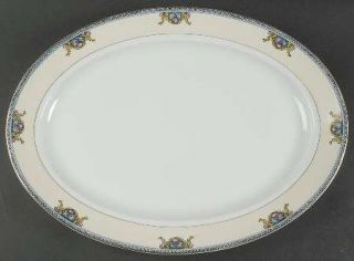 Meito Mei11 (F & B Japan) 16 Oval Serving Platter, Fine China Dinnerware   Blue