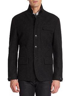 Seamed Button Front Jacket   Charcoal