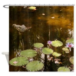  Lily pads guarded by alligator Shower Curtain  Use code FREECART at Checkout