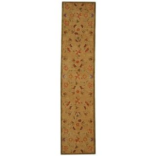 Handmade Descent Beige Wool Runner (23 X 8) (BeigePattern OrientalMeasures 0.625 inch thickTip We recommend the use of a non skid pad to keep the rug in place on smooth surfaces.All rug sizes are approximate. Due to the difference of monitor colors, som
