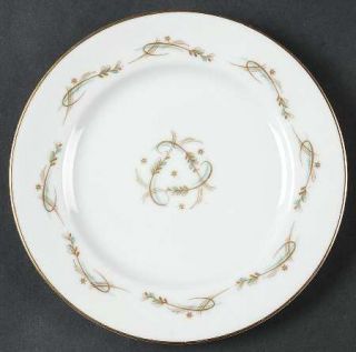 Kyoto Modern Scroll Bread & Butter Plate, Fine China Dinnerware   Leaf Design