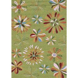Hand hooked Coventry Green Floral Rug (76 X 96)