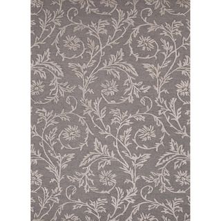 Hand tufted Transitional Floral Pattern Grey Rug (8 X 11)