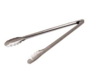 Browne Foodservice Spring Tongs, 12 in, Extra Heavy Thickness, 1.2 mm, Scalloped Edge