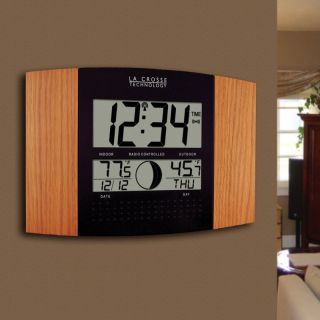 Atomic Wall Clock with Outdoor Temperature by La Crosse   12.2 Inches Wide