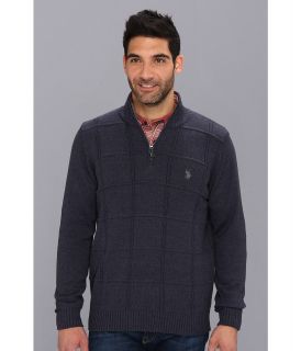 U.S. Polo Assn Quarter Zip Ottoman Plaid Sweater Mens Sweater (Black)