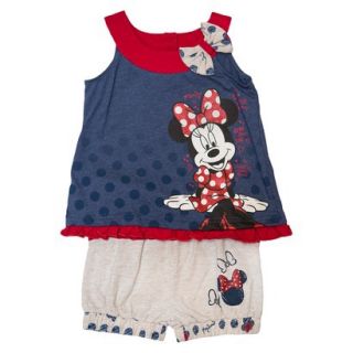 Disney Minnie Mouse Infant Toddler Girls Tank Top and Short Set   Blue 2T