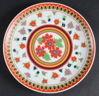 Heinrich   H&C Gypsy Salad Plate, Fine China Dinnerware   Red, Blue Flowers, Mul