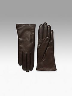  Collection Cashmere Lined Leather Gloves   Brown