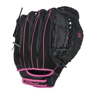 Wilson Flash Fp12 12 Flash Softball Glove Rht (Pink/BlackDimensions 10 x 7 x 3Weight 1.2 lbs 12All PositionsModified FPTM Trap WebFastpitch Specific ModelLightweight Construction Leather where you need it and woven fabric where you dontDual Stall Ring