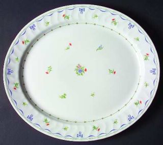 Royal Worcester Ribbons & Bows 14 Oval Serving Platter, Fine China Dinnerware  