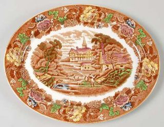 Enoch Wood & Sons English Scenery Light Brown/Multicolor 10 Oval Serving Platte