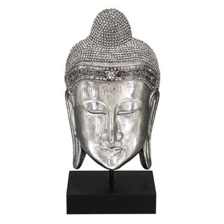 Textured Silver Meditating Buddha Head Sculpture (As shown in pictureDimensions 10 inches high,10 inches wide )