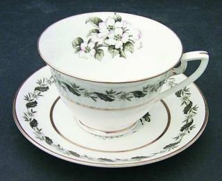 Royal Worcester Bernina Footed Cup & Saucer Set, Fine China Dinnerware   White F