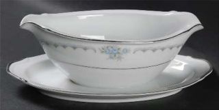Style House Anniversary Gravy Boat with Attached Underplate, Fine China Dinnerwa