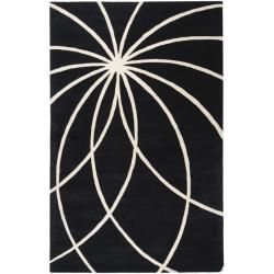 Hand tufted Contemporary Black/white Mayflower Wool Abstract Rug (76 X 96)
